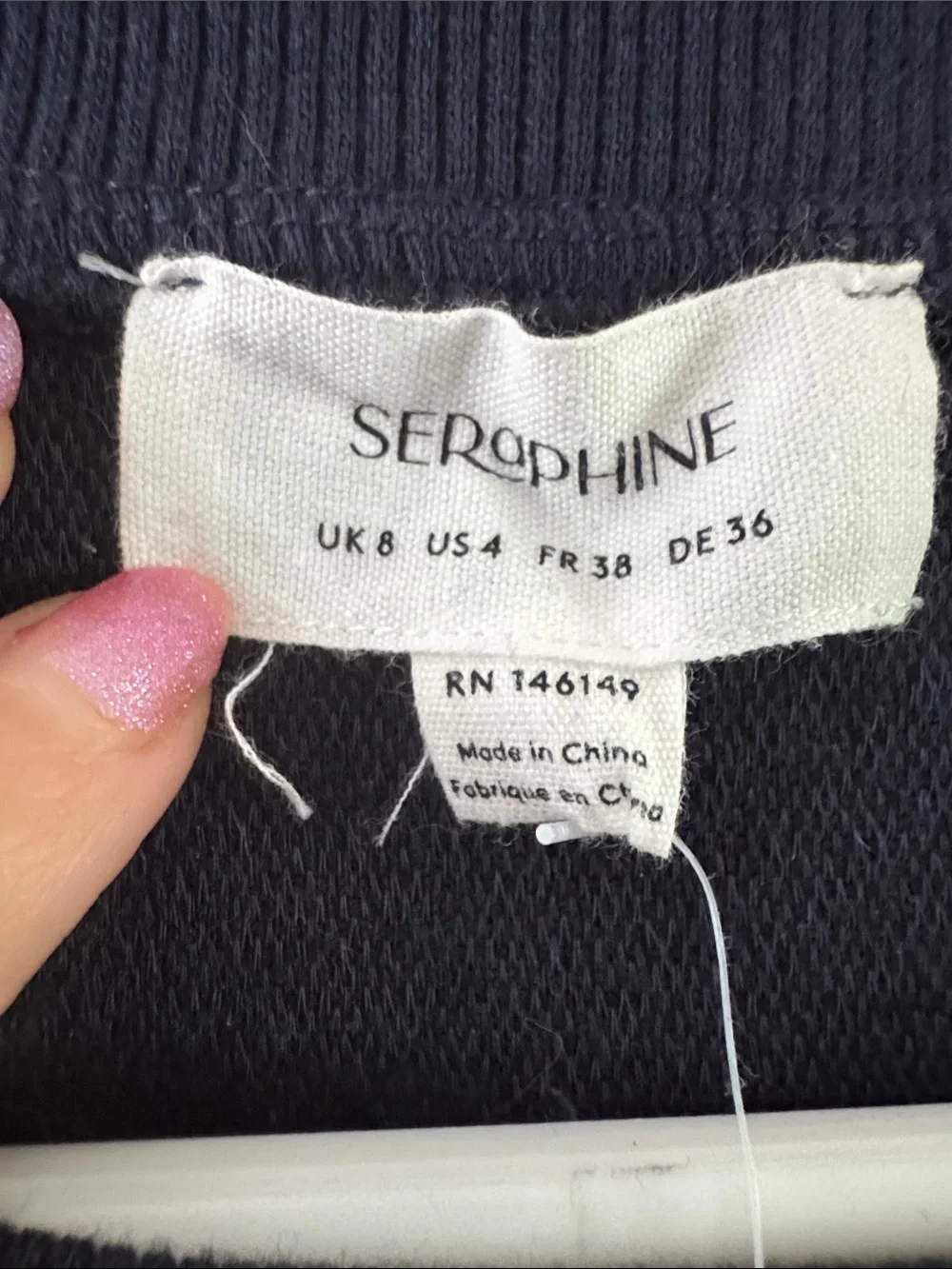 NWT Seraphine Navy Textured Cropped Sweatshirt Sz 4